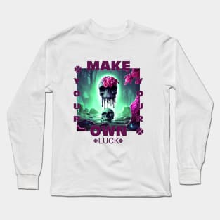 make your own luck skull lucky with pink flowers Long Sleeve T-Shirt
